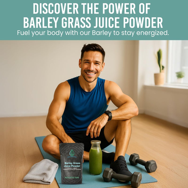 Holistic Bin Organic Barley Grass Juice Powder - 100% Pure USDA Organic - Fermented with 35 Probiotic Strains - Nutrient-Dense Green Superfood for Smoothies - Supports Digestion - 30 Day Supply (50g) - Image 5