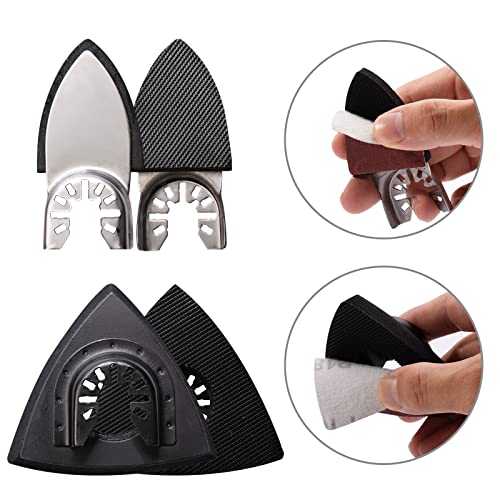 towbluii 105PCS Oscillating Tool Detail Sanding Pads Kit, 3Pcs Triangle and 2Pcs Finger Sanding Pad, 100Pcs Multitool Sandpaper, Grit Fit for Finishing Wood Sanding Plaster - Image 4