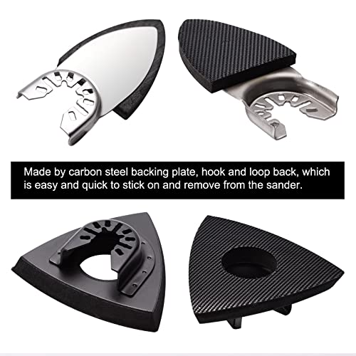 towbluii 105PCS Oscillating Tool Detail Sanding Pads Kit, 3Pcs Triangle and 2Pcs Finger Sanding Pad, 100Pcs Multitool Sandpaper, Grit Fit for Finishing Wood Sanding Plaster - Image 3