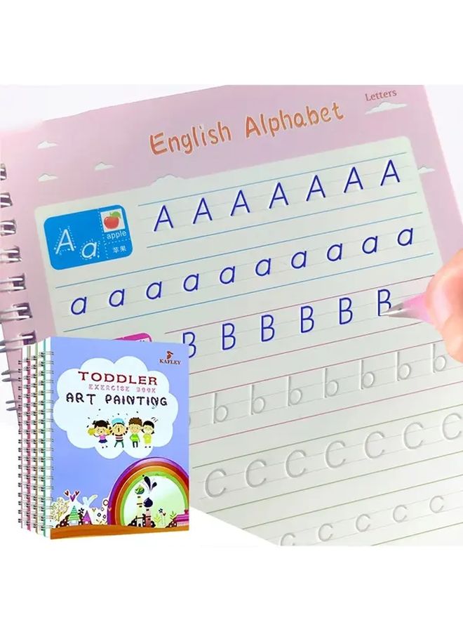 Reusable English Alphabet Number Writing Practice Book Model A with Pen Erasable Traceable Letters Numerals Learning Copybook - Image 2