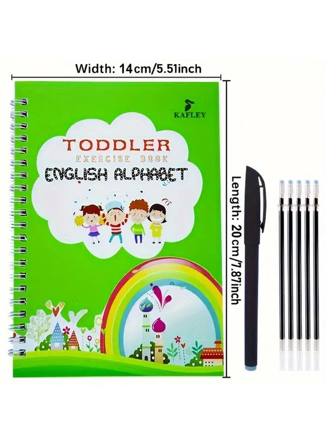 Reusable English Alphabet Number Writing Practice Book Model A with Pen Erasable Traceable Letters Numerals Learning Copybook - Image 3