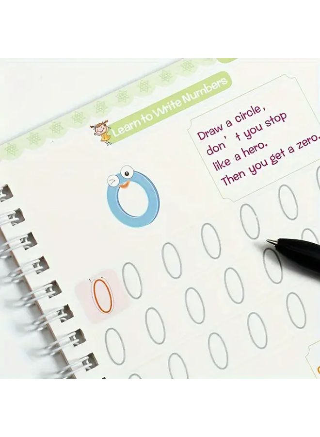 Reusable English Alphabet Number Writing Practice Book Model A with Pen Erasable Traceable Letters Numerals Learning Copybook - Image 5