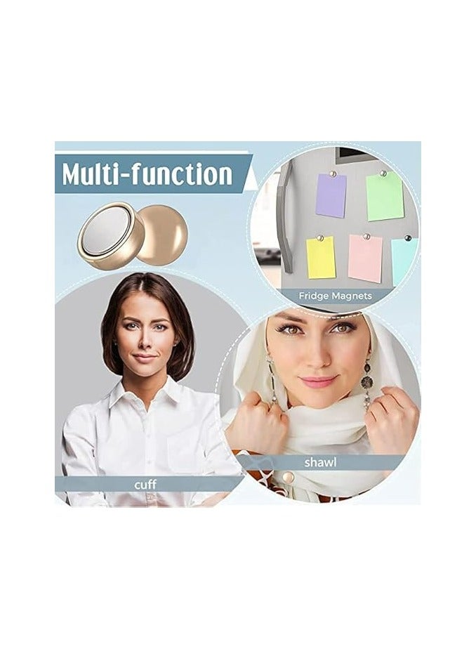 خاجول 4 أزواج من دبابيس الحجاب المغناطيسية القوية، مثبتات آمنة للملابس والنقاب للنساء، للاستخدام العام (فضي، أسود، ذهبي، ذهبي وردي) - Image 3