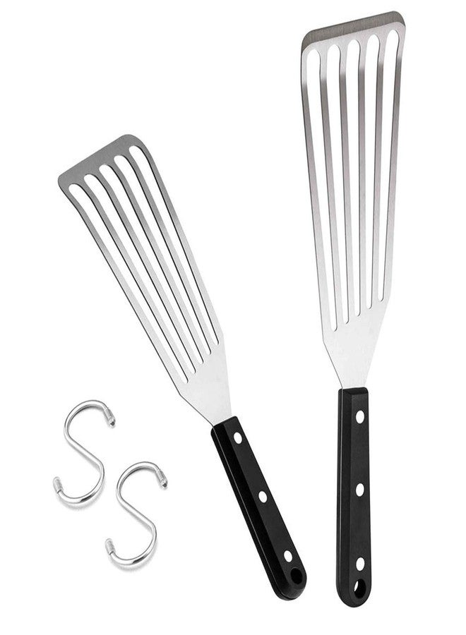 HaSteeL 2 Pack Fish Spatula Turner, 12.5" & 11" Stainless Steel Slotted Spatula Set for Kitchen Cooking, Flipping, Turning, Frying & Grilling, Full Tang ABS Handle, Dishwasher Safe - Image 1