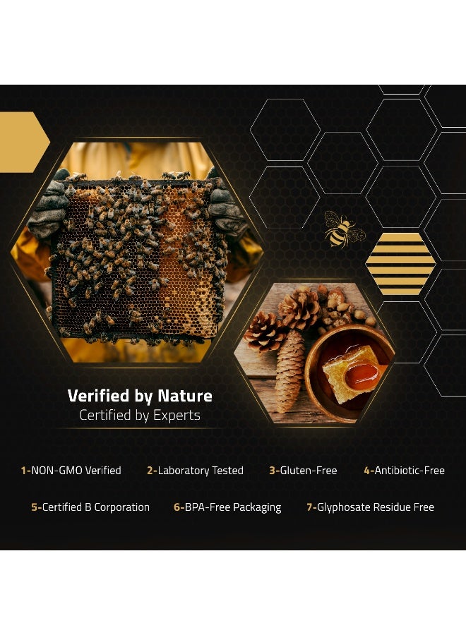 DW Power Fir Honey 250g – A rich, dark amber German raw honey sourced from deep fir forests, offering woody notes, a resinous aroma, and naturally nourishing qualities. - Image 4