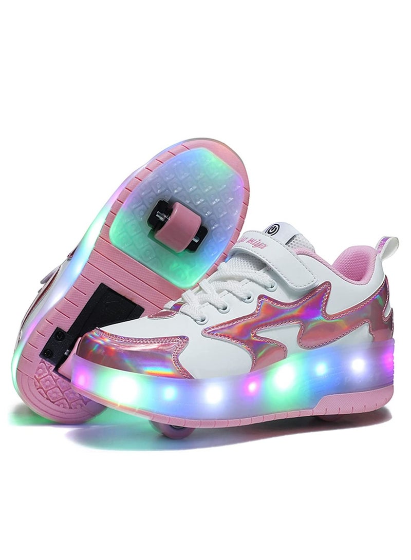 Sharpdo Kids Roller Skates Light up Shoes with Double Wheel Shoes LED USB Charging Roller Sneakers for Girls Boys Best Gift - Image 5