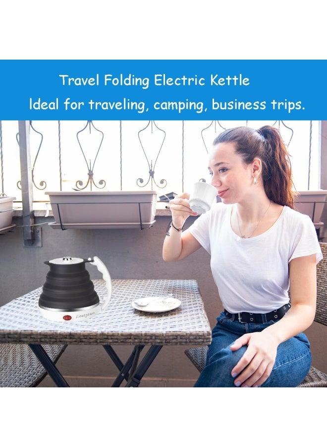 LOUTYTUO Ultrathin Upgraded Food Grade Silicone Travel Foldable Electric Kettle Boil Dry Protection Portable with Dual Voltage and Separable Power Cord555ML 110220V US Plug - Image 4