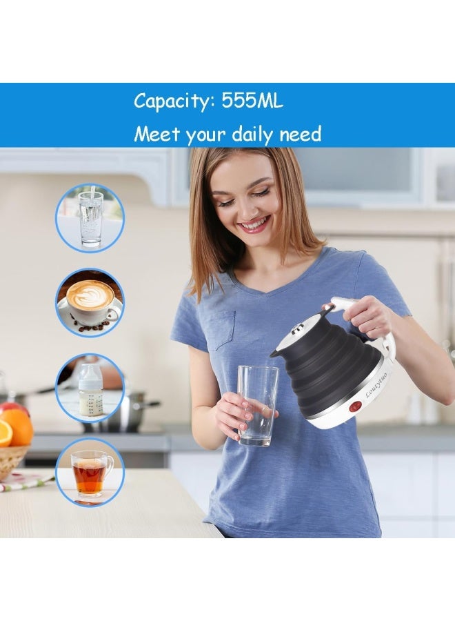 LOUTYTUO Ultrathin Upgraded Food Grade Silicone Travel Foldable Electric Kettle Boil Dry Protection Portable with Dual Voltage and Separable Power Cord555ML 110220V US Plug - Image 3