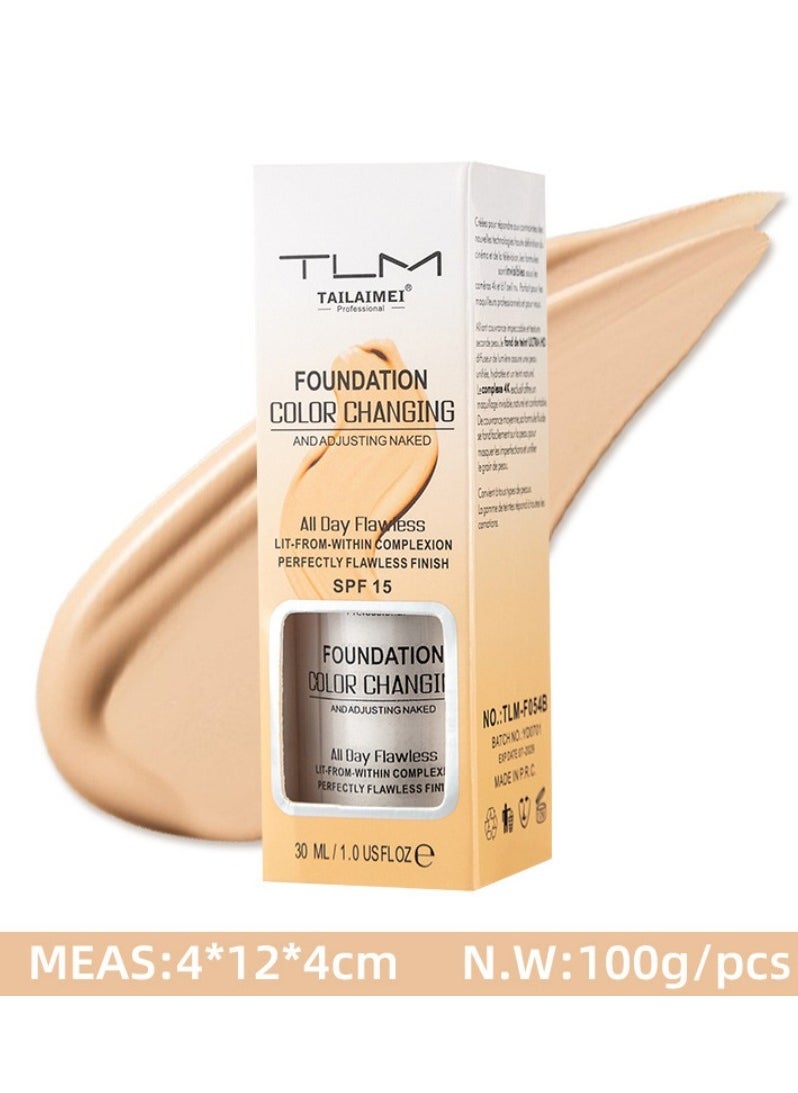 TLM 2 Pcs TLM Colour Changing Foundation for Different Skin Tone, Foundation Makeup Base Nude Face Liquid Full Coverage Concealer, TLM Concealer Cover Cream，BB Cream Makeup Moisturizing Fluid  - Image 4