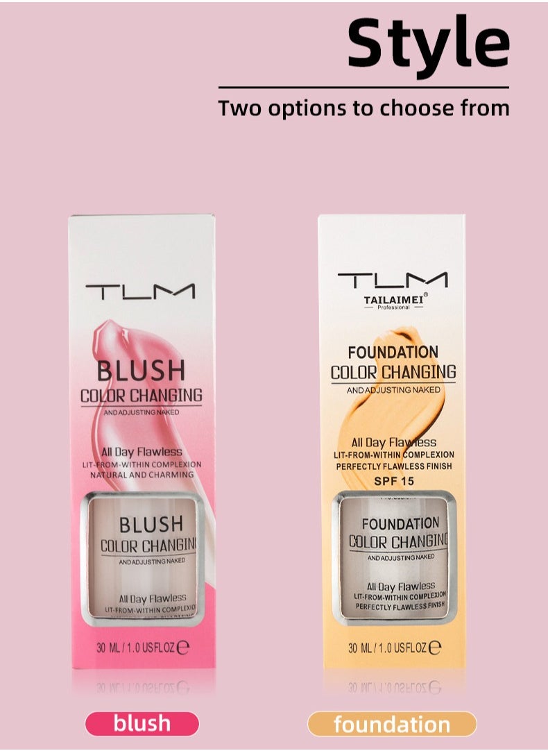 TLM 2 Pcs TLM Colour Changing Foundation for Different Skin Tone, Foundation Makeup Base Nude Face Liquid Full Coverage Concealer, TLM Concealer Cover Cream，BB Cream Makeup Moisturizing Fluid  - Image 5