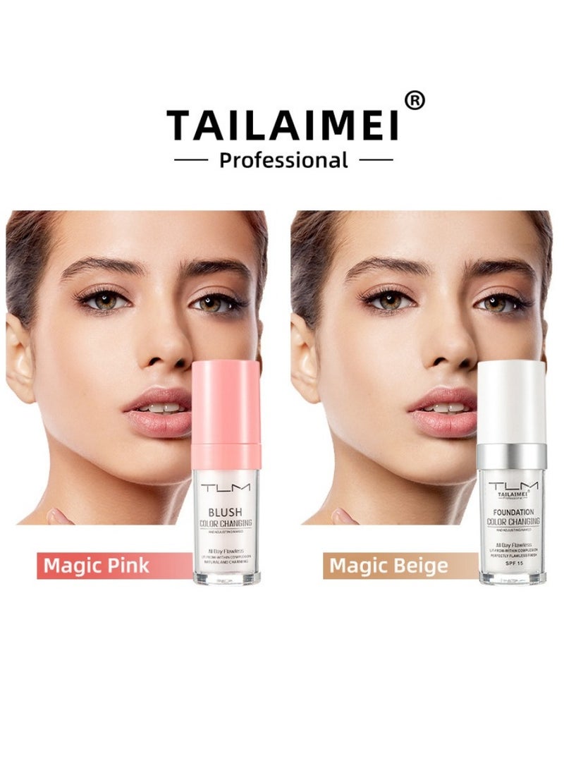 TLM 2 Pcs TLM Colour Changing Foundation for Different Skin Tone, Foundation Makeup Base Nude Face Liquid Full Coverage Concealer, TLM Concealer Cover Cream，BB Cream Makeup Moisturizing Fluid  - Image 3