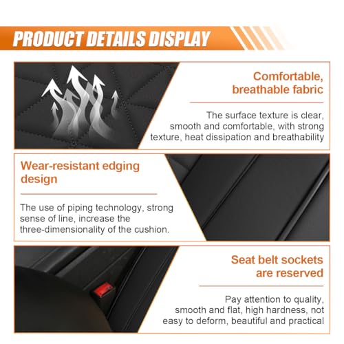 UHANBUT Luxury Faux Leather Car Seat Cover, Anti-Slip Waterproof Universal Front Bottom Seat Protector with Storage Pocket, Triangular Pattern Vehicle Seats Cushion for Sedans, SUVs, Trucks (2PCS&Black) - Image 3