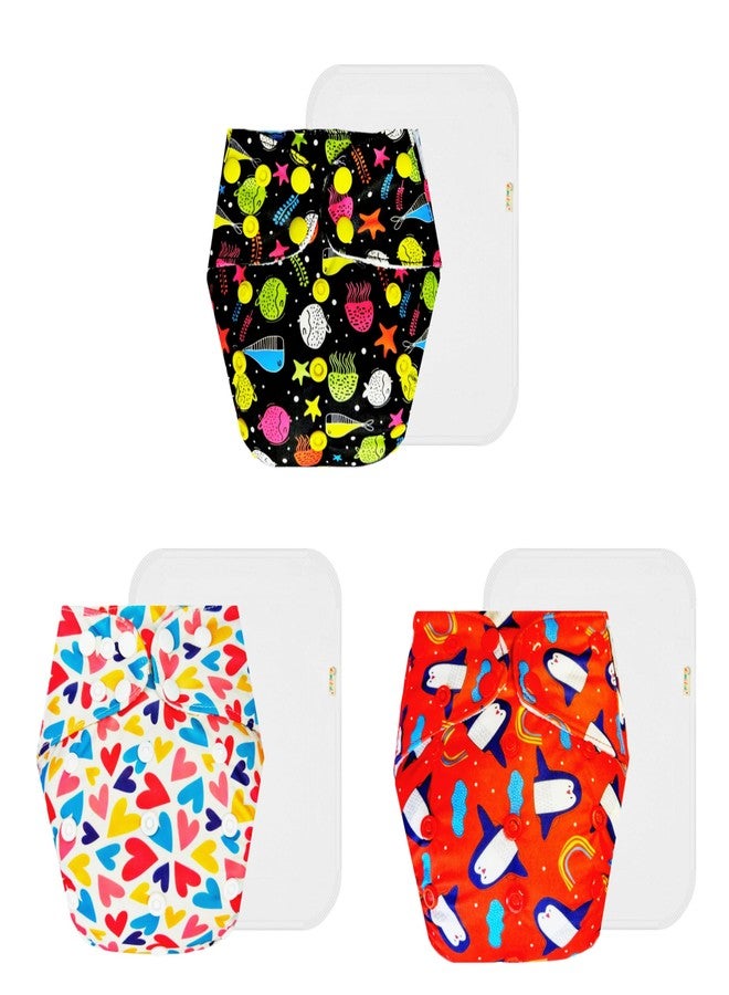 Dumbledo Premium Cloth Diaper with Cotton Insert (Pack of 3) | Hypoallergenic | Leakproof | Adjustable Snaps | Trusted by Moms | 3 Months - 3 Years | Unisex Baby - Image 1