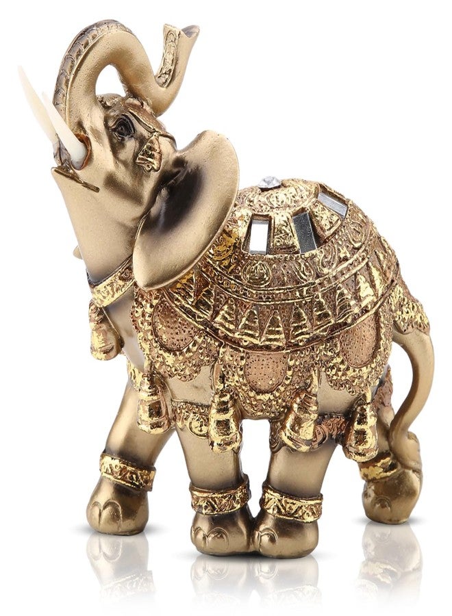 Frdhee Elephant Figurine, Lucky Elephant Statue Feng Shui Sculpture Wealth Figurine Small Resin Home Decoration for Shelf Shelves Table (L) - Image 1