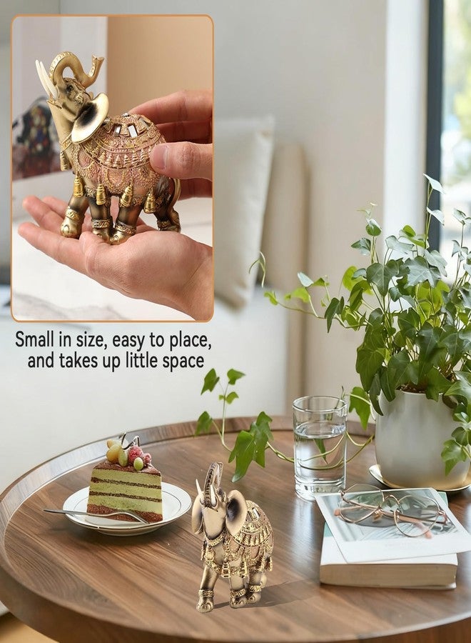Frdhee Elephant Figurine, Lucky Elephant Statue Feng Shui Sculpture Wealth Figurine Small Resin Home Decoration for Shelf Shelves Table (L) - Image 3