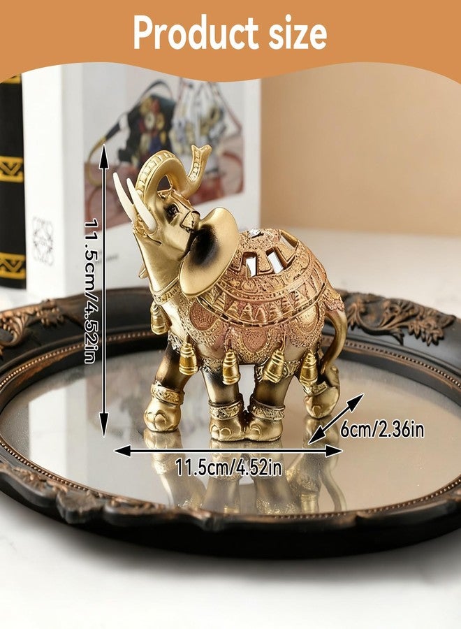Frdhee Elephant Figurine, Lucky Elephant Statue Feng Shui Sculpture Wealth Figurine Small Resin Home Decoration for Shelf Shelves Table (L) - Image 2