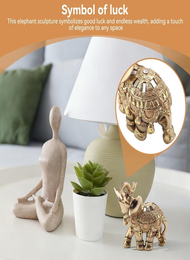 Frdhee Elephant Figurine, Lucky Elephant Statue Feng Shui Sculpture Wealth Figurine Small Resin Home Decoration for Shelf Shelves Table (L) - Image 5