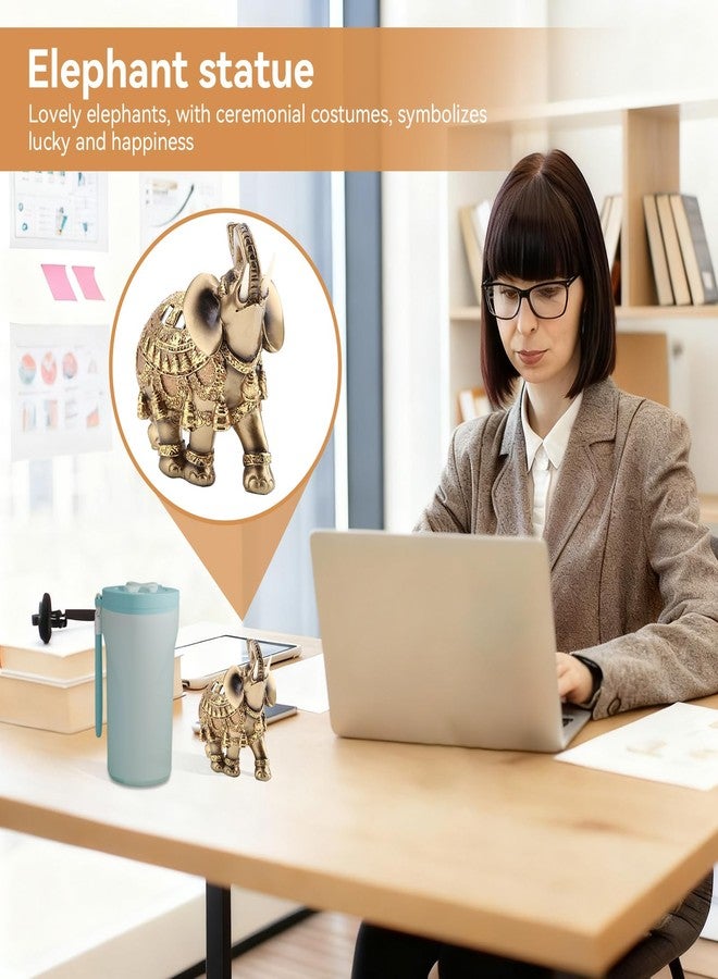 Frdhee Elephant Figurine, Lucky Elephant Statue Feng Shui Sculpture Wealth Figurine Small Resin Home Decoration for Shelf Shelves Table (L) - Image 4