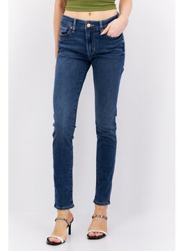 Women Skinny Fit Washed Stretch Jeans, Navy