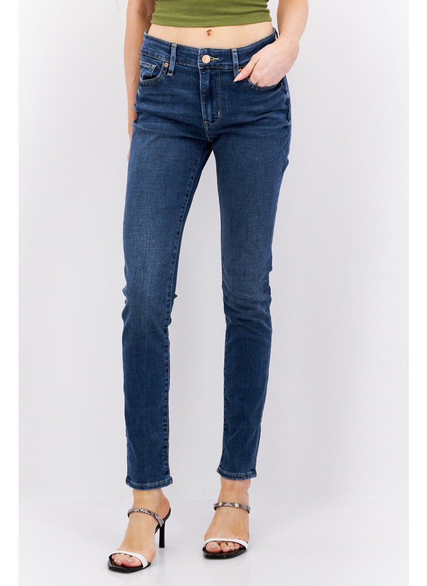 Levi's - Women Skinny Fit Washed Stretch Jeans, Navy - Image 1