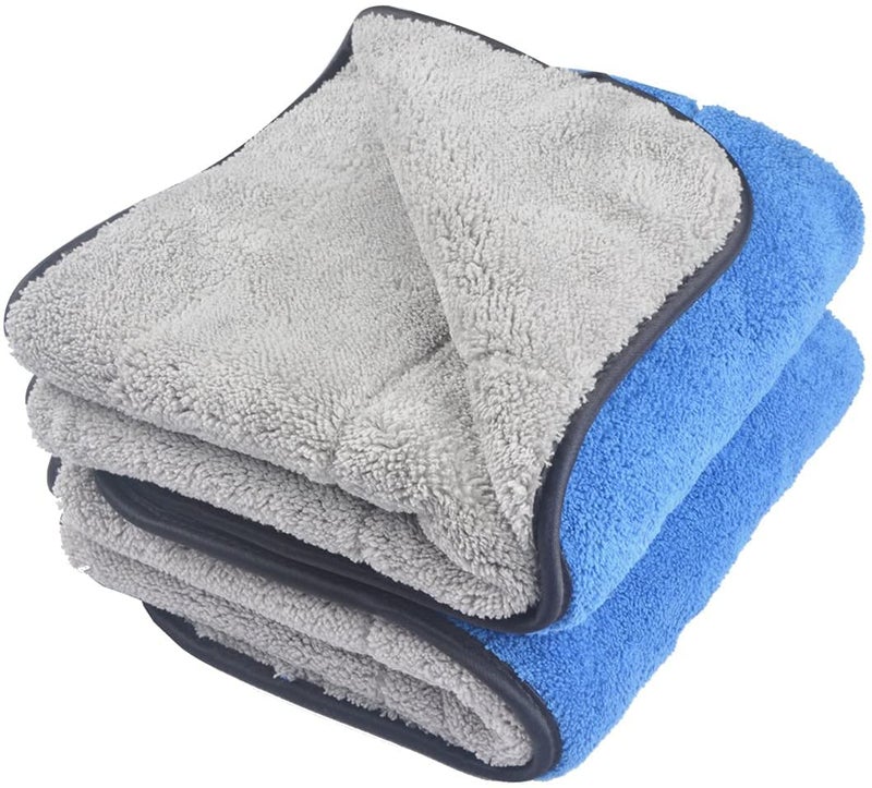 Auto Hub Microfiber Car Cleaning Cloth - OG Soft 800 GSM (30x40 cm) Microfiber Cloth for Car and Bike - Scratchless Drying and Detailing 30x40 cm, Pack of 2, Blue - Image 1