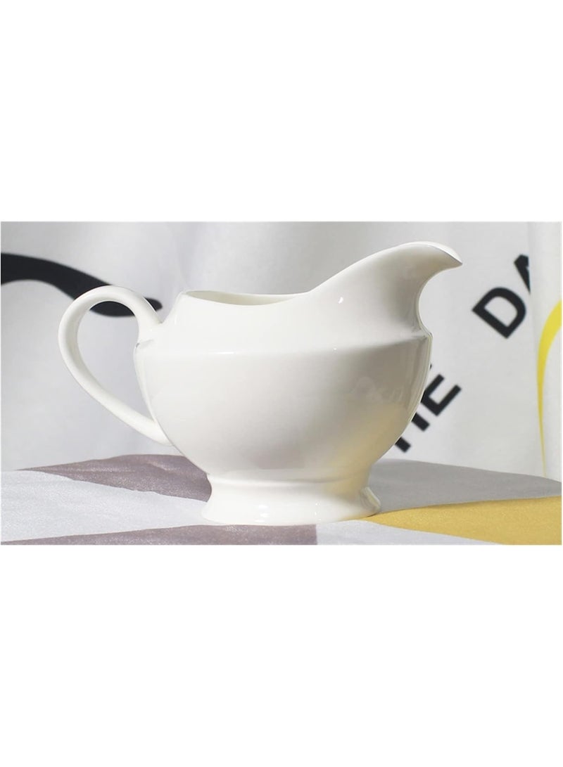 ceramic cream jar  white ceramic sauce boat small cream pitcher porcelain serving syrup jug - Image 1