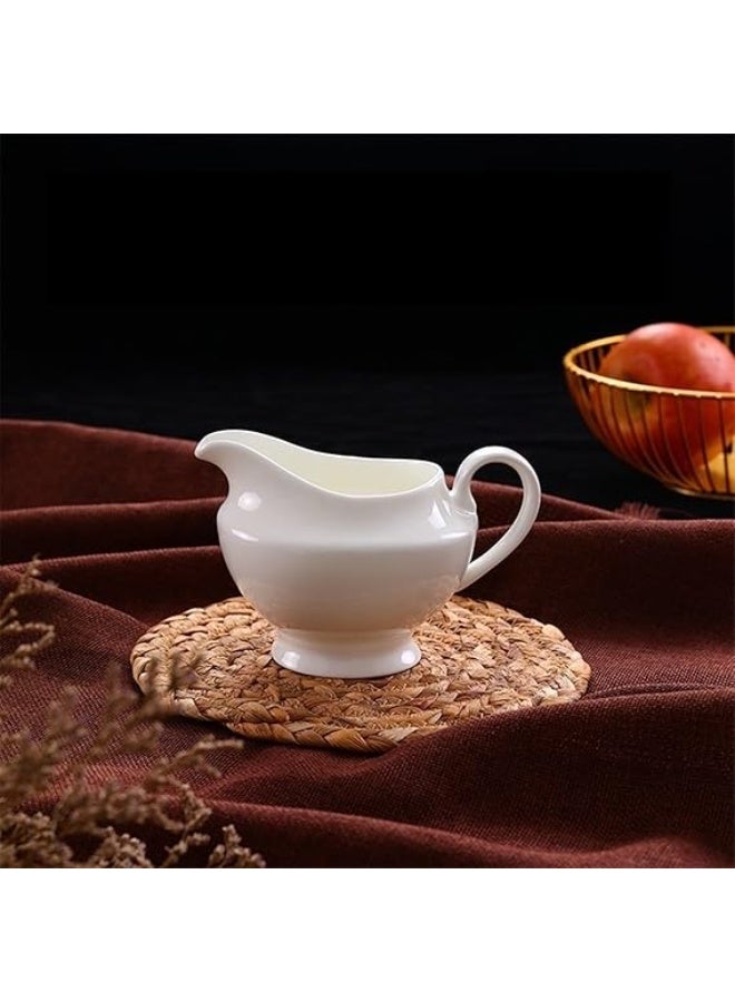 ceramic cream jar  white ceramic sauce boat small cream pitcher porcelain serving syrup jug - Image 2