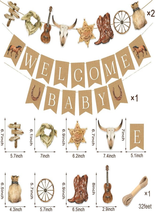 Buerhanerry Western Cowboy Baby Shower Banner, Horse Birthday Party Decorations, Cowboy Welcome Baby Banners, Western Party Supplies for Boys, My First Rodeo Decor - Image 2