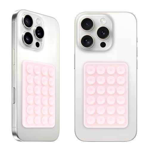 QxbBox 2Pack Silicone Suction Phone Case Mount, Suction Cup with Strong Suction Power, Hands-Free Phone Accessories Holder, Silicon Adhesive Phone Stand Sticky for Cell Phone Light Pink - Image 1