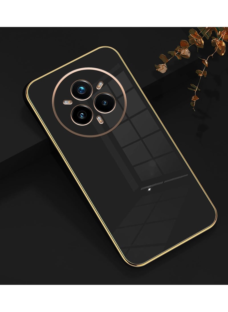 QIRG Compatible with Realme 14 Pro cover, smooth veneer gold plated chrome, Black Thin and smooth shock-proof full protection Realme 14 Pro case（Black） - Image 4