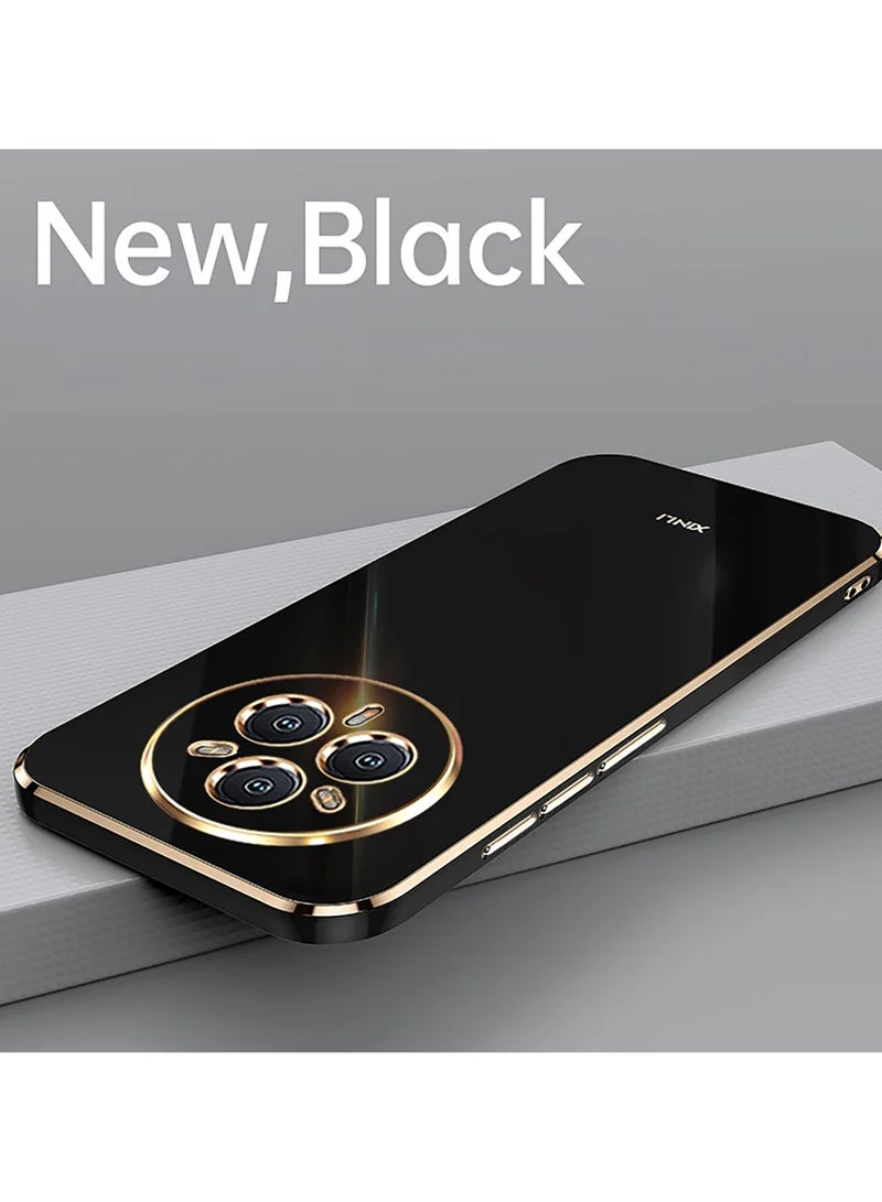 QIRG Compatible with Realme 14 Pro cover, smooth veneer gold plated chrome, Black Thin and smooth shock-proof full protection Realme 14 Pro case（Black） - Image 3