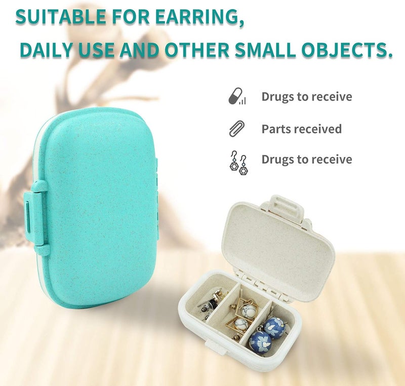 Qeedy Set of 2 pill boxes, pill box with label, daily medicine organizer case, waterproof bag container cover, portable pink supplement case, medicine container compact for vitamin - Image 5