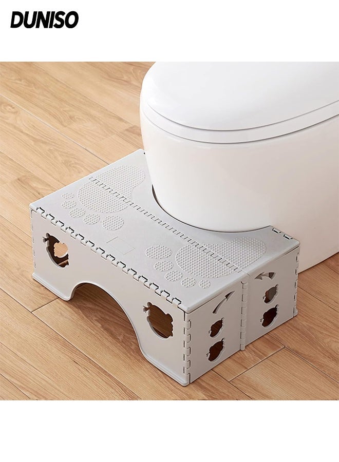DUNISO Foldable Toilet Stool, Healthy Squatting Posture Poop Stool with Anti-Slip Feet, Portable Travel Foot Stool for Toilet, Unique Folding Design Compact&Wide footrest for Bathroom (Cloud Grey) - Image 1