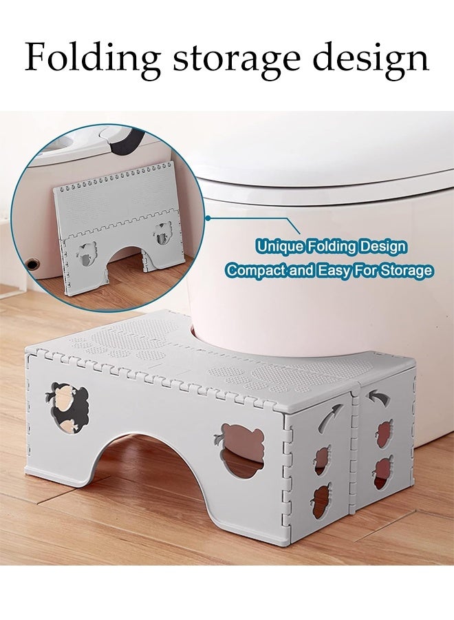 DUNISO Foldable Toilet Stool, Healthy Squatting Posture Poop Stool with Anti-Slip Feet, Portable Travel Foot Stool for Toilet, Unique Folding Design Compact&Wide footrest for Bathroom (Cloud Grey) - Image 3