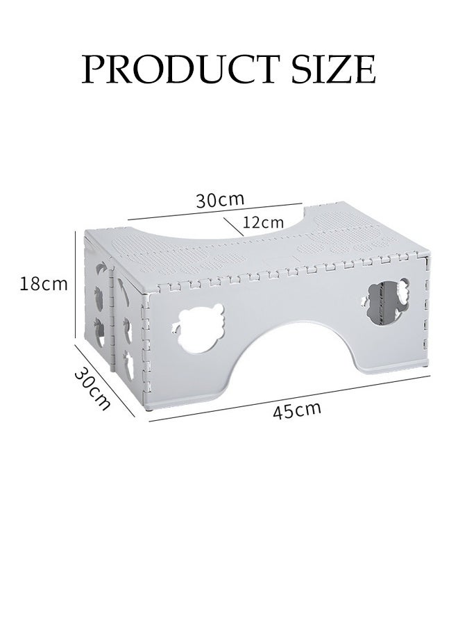 DUNISO Foldable Toilet Stool, Healthy Squatting Posture Poop Stool with Anti-Slip Feet, Portable Travel Foot Stool for Toilet, Unique Folding Design Compact&Wide footrest for Bathroom (Cloud Grey) - Image 2