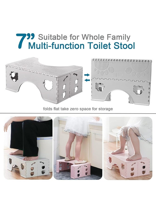 DUNISO Foldable Toilet Stool, Healthy Squatting Posture Poop Stool with Anti-Slip Feet, Portable Travel Foot Stool for Toilet, Unique Folding Design Compact&Wide footrest for Bathroom (Cloud Grey) - Image 4