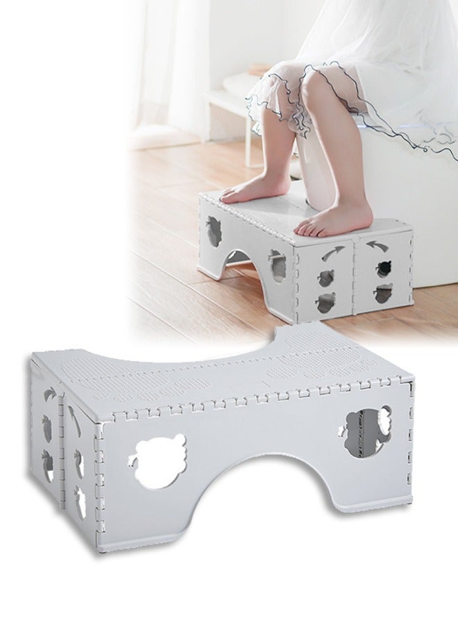 DUNISO Foldable Toilet Stool, Healthy Squatting Posture Poop Stool with Anti-Slip Feet, Portable Travel Foot Stool for Toilet, Unique Folding Design Compact&Wide footrest for Bathroom (Cloud Grey) - Image 1
