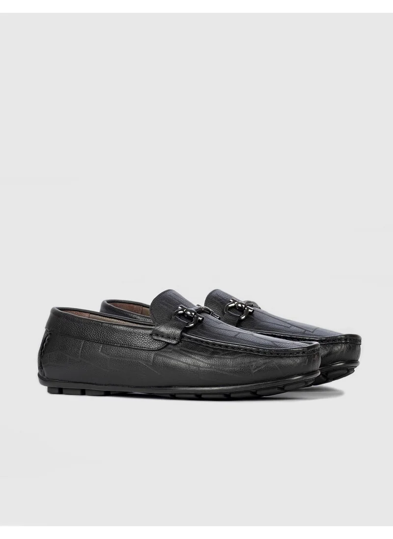 كاباني Genuine Leather Buckle Black Men's Loafer