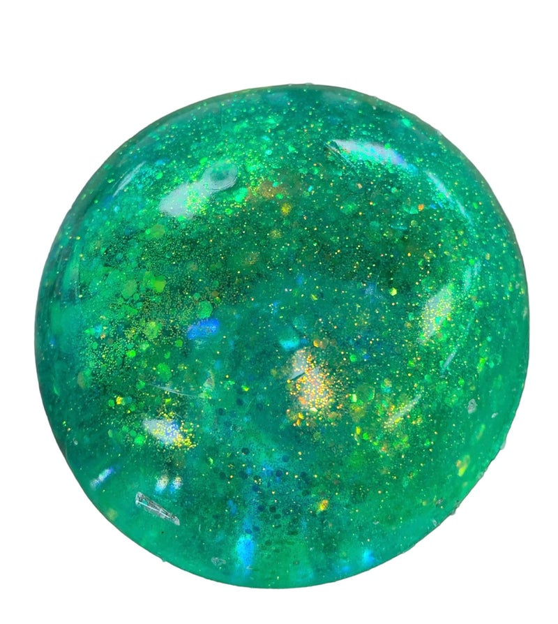 Hapros Jumbo 4" Glittery Gummee Ball, Extra Large Sensory Slow-Rise Glitter Sugar Stress Ball, Perfect Novelty Stress-Relief Fidget Toys Gifts for Adults and Children (Green) - Image 3