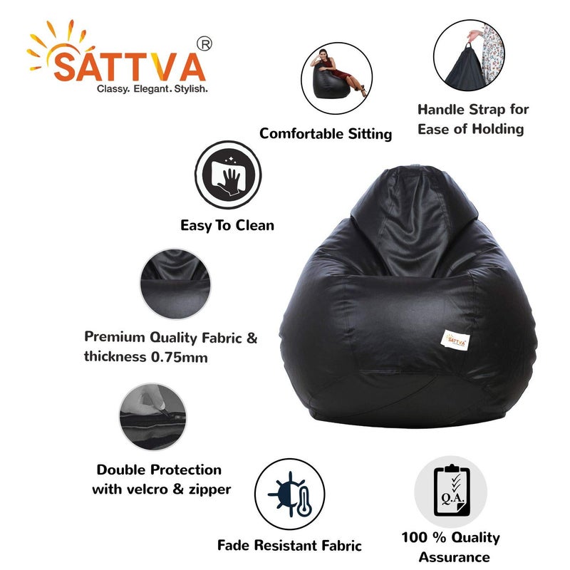 SATTVA Classy.Elegant.Stylish Sattva Classic Teardrop Shape Bean Bag Cover Without Beans XXL Size Orange  - Image 5