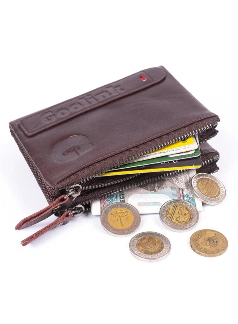 جولينك محفظة جولينك للرجال – GL32402 | جلد عنابي فاخر، RFID، سحاب مزدوج - Image 4