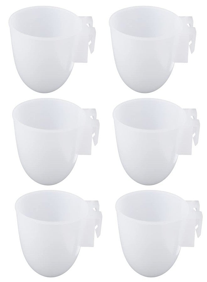 DQITJ 6 Pcs Mini Bird Food Bowl Feeder, Parrot Convenient Hanging Container, Plastic Pigeon Bird Cage Dish (White) - Image 1