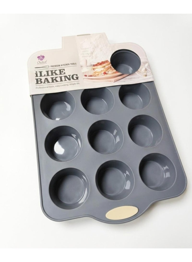 ORCHID Silicon 12 Muffins Cake Pan  Heat Proof, Oven proof , Easy release - Image 1