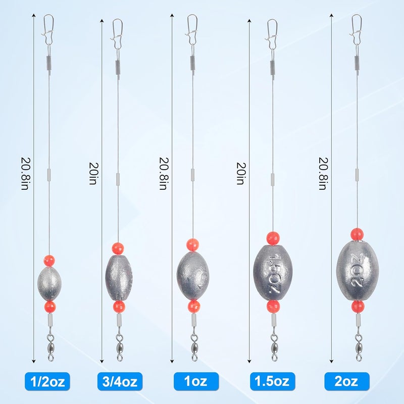 SILANON Egg Fishing Sinker Weight Rigs- 4/8pcs Flounder Rig Saltwater Stainless Steel Fishing Wire Leader with Egg Sinker Fishing Swivel Snap Connector for Trout Bottom Fishing - Image 5