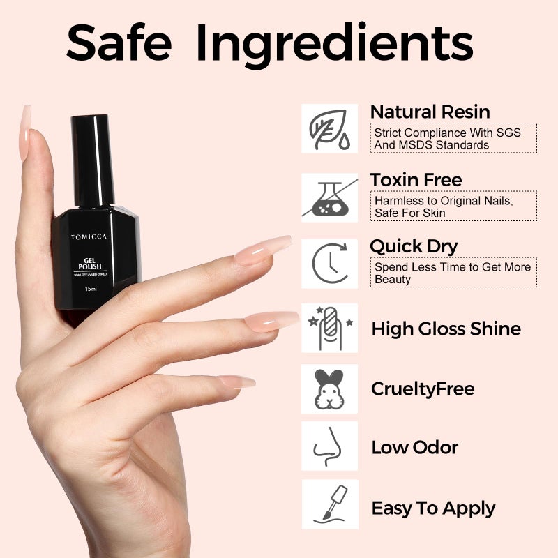 TOMICCA Nude Gel Nail Polish,15ml Light Nude Gel Polish,Soak Off Uv Led Cure Neededï¼ŒColor Long Lasting Translucent Nail Art Manicure French Salon Diy Design Gifts For Woman - Image 5