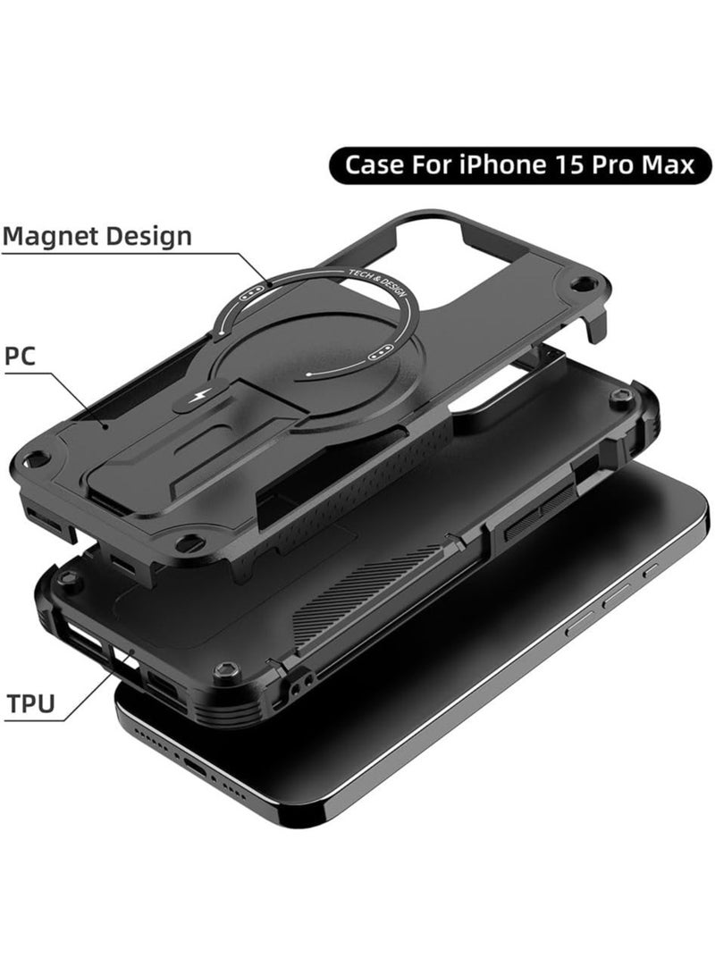 IPhone 15/15 Plus/15 Pro/15 Pro Max 5G 2023 Magnetic suction phone case hidden bracket PC+TPU anti drop case For iphone 15/15 Plus/15 Pro/15 Pro Max  - Image 5