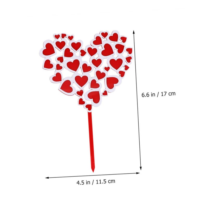 Red Heart Cake Toppers 10pcs 3D Double Layer Valentine Birthday Party Decorations - Image 3