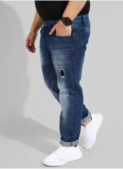 Instafab Plus Men's Classic Blue Medium-Washed Regular Fit Denim Jeans  - Image 3