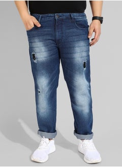 Instafab Plus Men's Classic Blue Medium-Washed Regular Fit Denim Jeans  - Image 2