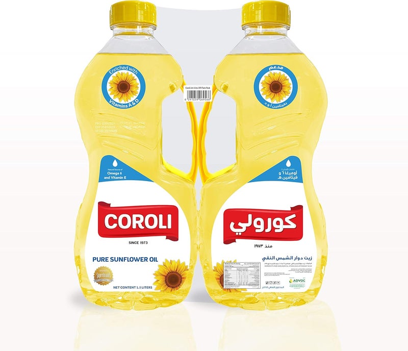 Coroli Pure Sunflower Oil - 2 x 1.5 Liters